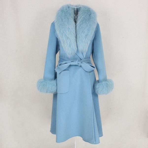 oftbuy new x-long cashmere wool blends real fur coat belt winter jacket women natural fox fur collar and cuffs streetwear 201112, Black
oftbuy new x-long cashmere wool blends real fur coat belt winter jacket women natural fox fur collar and cuffs streetwear 201112, Black
