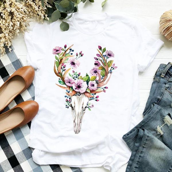 women lady floral skull heifer cow 90s short sleeve print ladies t tee tshirt womens female shirt clothes graphic t-shirt, White
women lady floral skull heifer cow 90s short sleeve print ladies t tee tshirt womens female shirt clothes graphic t-shirt, White