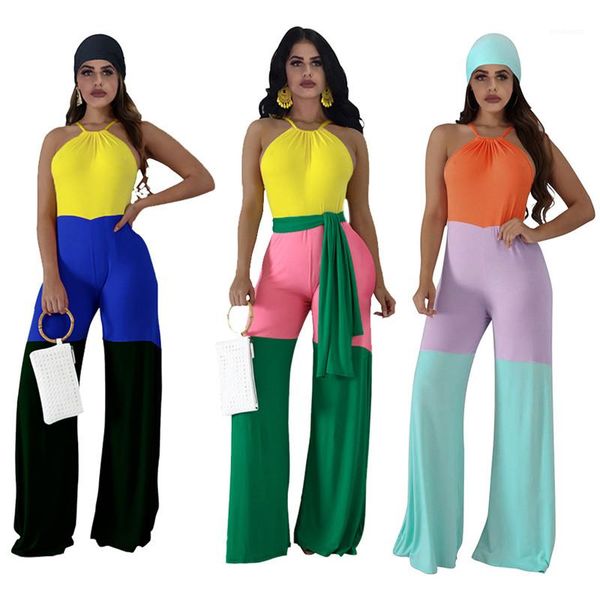 spaghetti strap halter wide legged pants womens jumpsuits casual females clothing three colors panelled womens designer jumpsuits, Black;white
spaghetti strap halter wide legged pants womens jumpsuits casual females clothing three colors panelled womens designer jumpsuits, Black;white