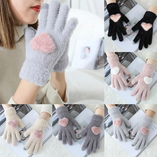 five fingers gloves winter telefingers touch screen plush love heart knitted healing hands women' outdoor soft warm mittens, Blue;gray
five fingers gloves winter telefingers touch screen plush love heart knitted healing hands women' outdoor soft warm mittens, Blue;gray