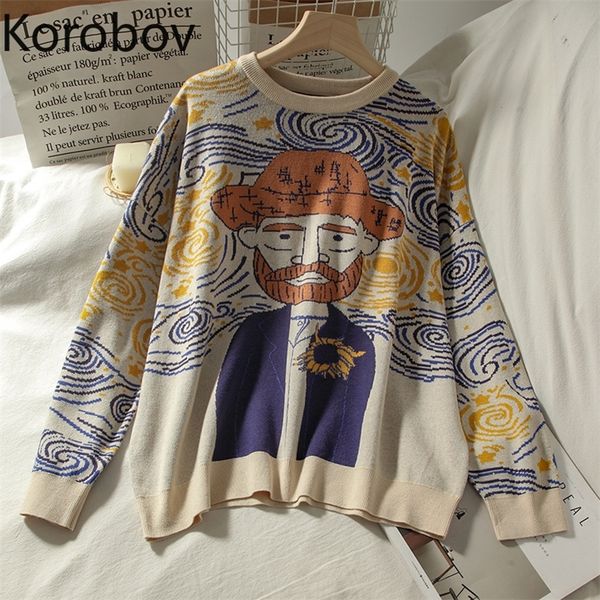 korobov harajuku cartoon women sweaters vintage o neck long sleeve female pullovers autumn new chic streetwear sueter mujer 201111, White;black
korobov harajuku cartoon women sweaters vintage o neck long sleeve female pullovers autumn new chic streetwear sueter mujer 201111, White;black
