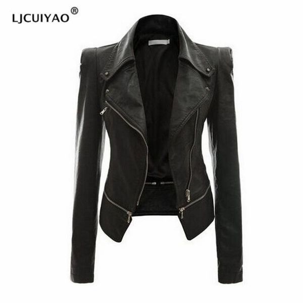 ljcuiyao women autumn jacket pu faux leather turn-down collar feminina womens bomber jackets streetwear plus size denim coats, Black;brown
ljcuiyao women autumn jacket pu faux leather turn-down collar feminina womens bomber jackets streetwear plus size denim coats, Black;brown