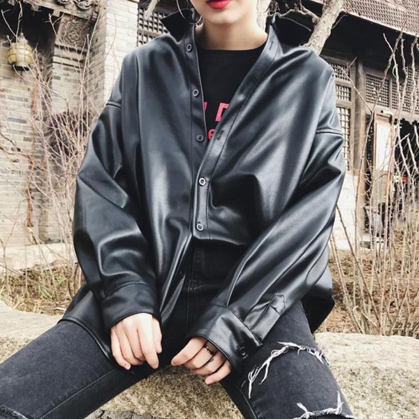 2021 new harajuku leather moto winter long sleeve pu jacket and coat women korean outerwear lady streetwear warm 93mv, Black
2021 new harajuku leather moto winter long sleeve pu jacket and coat women korean outerwear lady streetwear warm 93mv, Black