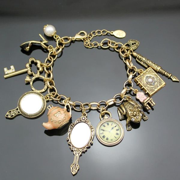 vintage wonderland mirror charms beads link chain crystal bangle bracelets for women pulseira masculina jewelry fancy dress, Golden;silver
vintage wonderland mirror charms beads link chain crystal bangle bracelets for women pulseira masculina jewelry fancy dress, Golden;silver
