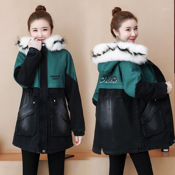 women's 2020 casual temperament cotton coat women new winter loose plus velvet denim thick tooling invierno padded parkas z8611, Black
women's 2020 casual temperament cotton coat women new winter loose plus velvet denim thick tooling invierno padded parkas z8611, Black