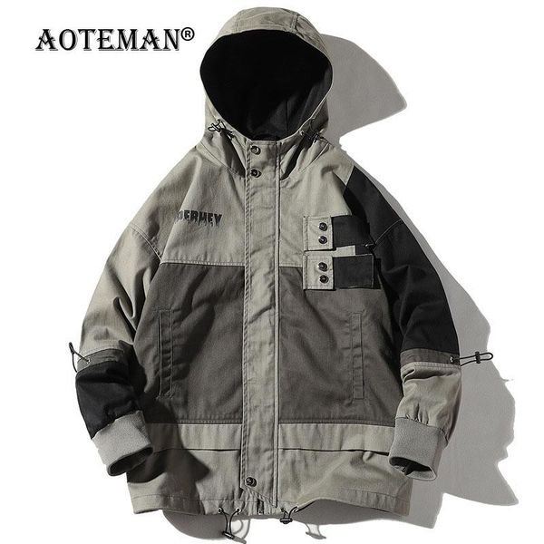 men loose jacket hooded coats casual male outwears spring autumn men's clothing cotton patchwork windbreaker jacket coat lm132, Black;brown
men loose jacket hooded coats casual male outwears spring autumn men's clothing cotton patchwork windbreaker jacket coat lm132, Black;brown