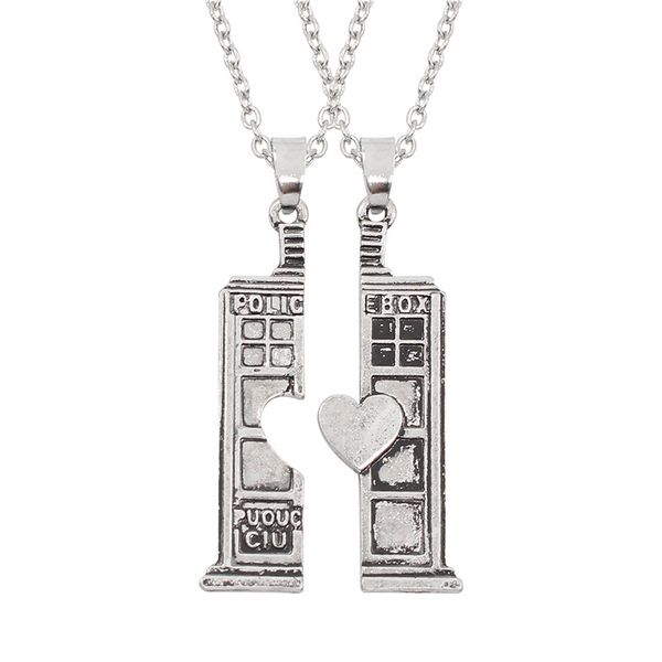 phone booth double heart couples necklace for women men lovers jewelry valentine's day birthday gift, Silver
phone booth double heart couples necklace for women men lovers jewelry valentine's day birthday gift, Silver