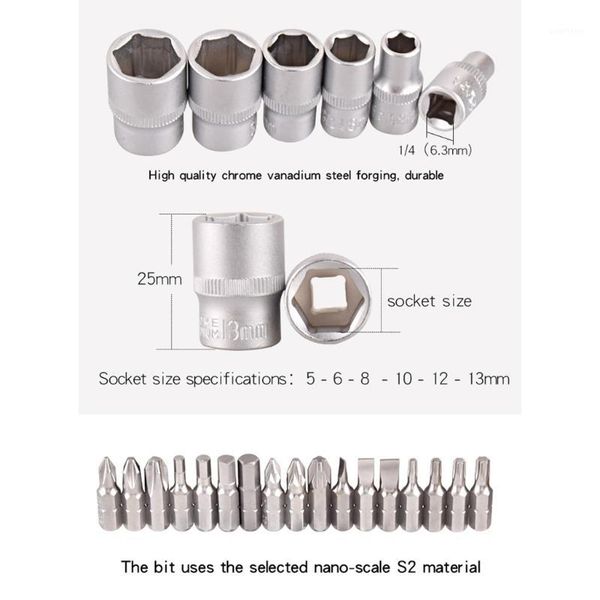 26pcs mini ratchet wrench socket bits 1/4'' drive spanner kit tools for bicycle e7cb1
26pcs mini ratchet wrench socket bits 1/4'' drive spanner kit tools for bicycle e7cb1