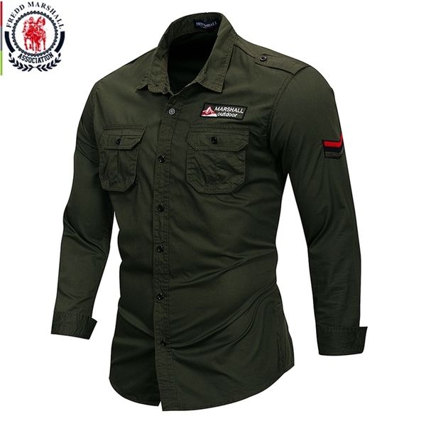 fredd marshall 100% cotton military shirt men long sleeve casual dress male cargo work s with embroidery 115 220309, White;black
fredd marshall 100% cotton military shirt men long sleeve casual dress male cargo work s with embroidery 115 220309, White;black