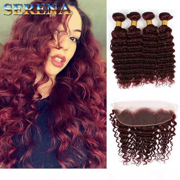 brazilian 99j human hair weave 100% human hair extensons deep wave wine red 4bundles burgundy hair with ear to ear 13x4 lace frontal closure, Black;brown
brazilian 99j human hair weave 100% human hair extensons deep wave wine red 4bundles burgundy hair with ear to ear 13x4 lace frontal closure, Black;brown