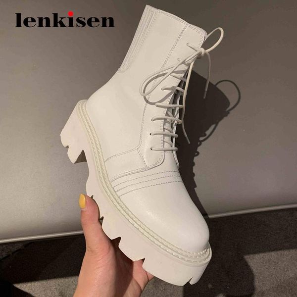 lenkisen natural leather european design high fashion street punk round toe thick high heel lace up waterproof ankle boots l01, Black
lenkisen natural leather european design high fashion street punk round toe thick high heel lace up waterproof ankle boots l01, Black