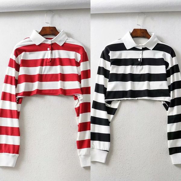 spring summer 2019 women's short striped loose for women's style curly hem with exposed navel long t-shirt t-shirt sleeve polo gti, White
spring summer 2019 women's short striped loose for women's style curly hem with exposed navel long t-shirt t-shirt sleeve polo gti, White