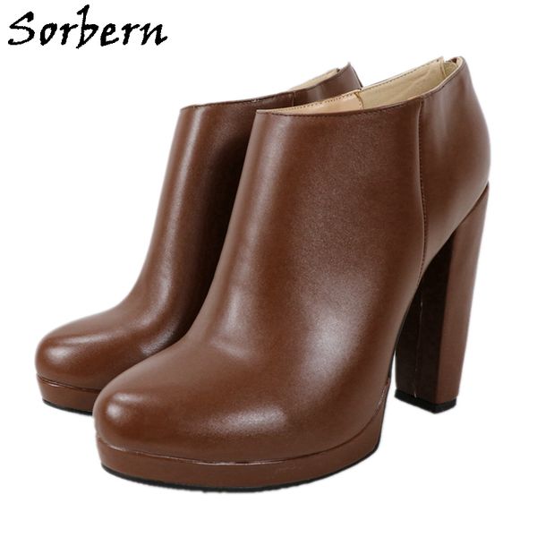 sorbern brown matt ankle boots women side zipper slip on short booties spring block heels custom, Black
sorbern brown matt ankle boots women side zipper slip on short booties spring block heels custom, Black