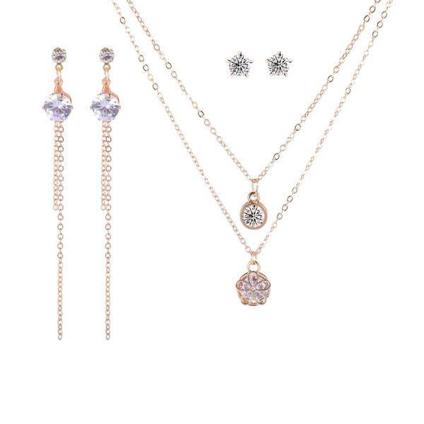 new fashion jewelry jewelry ladies creative zircon pendant alloy set fashion double clavicle chain, Silver
new fashion jewelry jewelry ladies creative zircon pendant alloy set fashion double clavicle chain, Silver