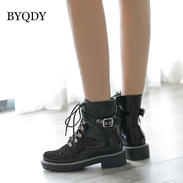 byqdy мода пряжка круглый toe женщина boots pu кожа черные туфли vintage готическом сапоги на платформе женская обувь осень обувь, Black
byqdy мода пряжка круглый toe женщина boots pu кожа черные туфли vintage готическом сапоги на платформе женская обувь осень обувь, Black