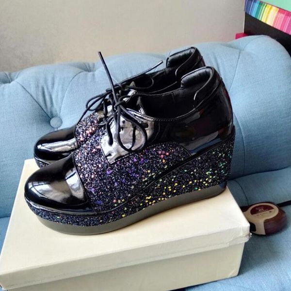 dress shoes 43 44 2021 sequins pumps lace up design women wedge high heels 10cm wedges casual autumn fashion platform sneakers1, Black
dress shoes 43 44 2021 sequins pumps lace up design women wedge high heels 10cm wedges casual autumn fashion platform sneakers1, Black
