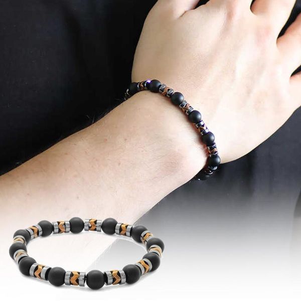 tesbihane sphere cut hematite-onyx kombinli natural stone bracelet, Black