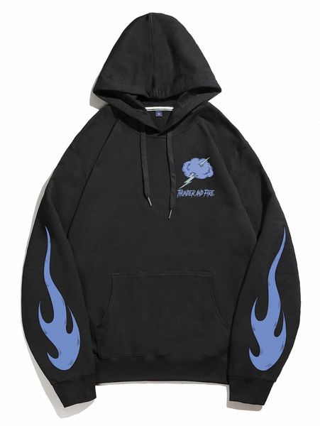 men thunder and fire print kangaroo pocket drawstring hoodie h4sv#, Black
men thunder and fire print kangaroo pocket drawstring hoodie h4sv#, Black