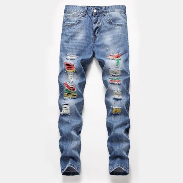 men's jeans fashion hand paint color straight 2021 ripped hole pants men slim fit comfortable night club stage trousers1, Blue
men's jeans fashion hand paint color straight 2021 ripped hole pants men slim fit comfortable night club stage trousers1, Blue