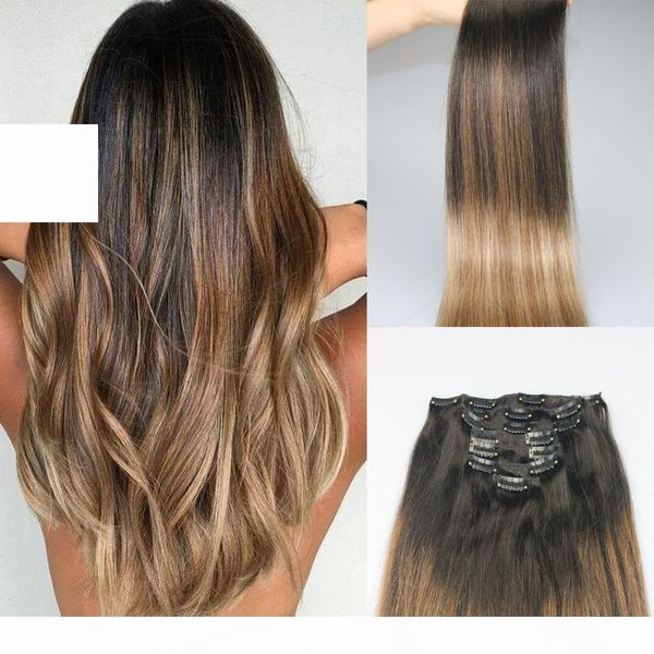 9a grade remy clip in omber hair extensions balayage dark brown fading to ash blonde color highlights sew in clip on extensions 120g, Black
9a grade remy clip in omber hair extensions balayage dark brown fading to ash blonde color highlights sew in clip on extensions 120g, Black
