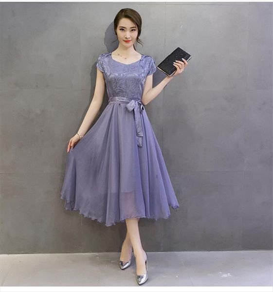 2020 summer new fashion v neck and short sleeve slim fashion office lady dresses elegant solid silk female dress re2313, Black;gray