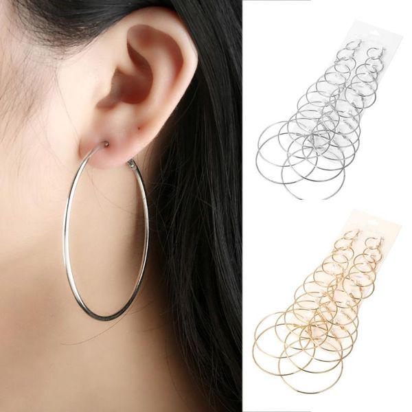 hoop & huggie 12pair per set big simple round circle earring for women punk style earrings fashion party jewelry accessories gifts, Golden;silver
hoop & huggie 12pair per set big simple round circle earring for women punk style earrings fashion party jewelry accessories gifts, Golden;silver