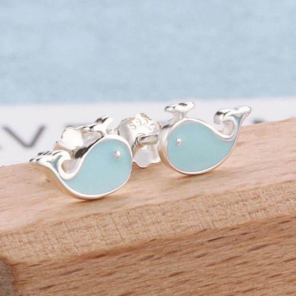 luxurys designers fashion ye054 silver 925 women's small cute little whale fountain small fresh temperament personality silver earrings