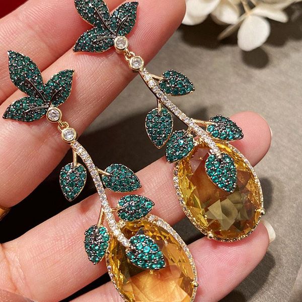 hoop & huggie vintage green leaf yellow zircon for women earrings 2021 long tassel stainless steel korean gift designer wholesale, Golden;silver
hoop & huggie vintage green leaf yellow zircon for women earrings 2021 long tassel stainless steel korean gift designer wholesale, Golden;silver