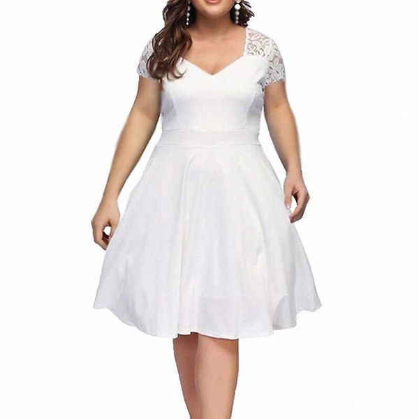 women's plus size a line dress solid color v neck lace short sleeve summer casual knee length dress causal daily dress s3e7#, Black
women's plus size a line dress solid color v neck lace short sleeve summer casual knee length dress causal daily dress s3e7#, Black