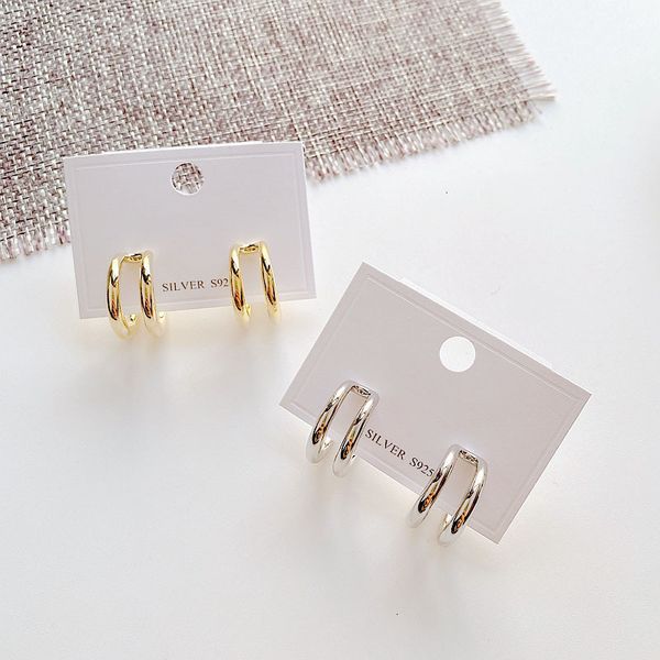 korean double layer metal simple 925 silver needle versatile temperament earrings fashion, Golden
korean double layer metal simple 925 silver needle versatile temperament earrings fashion, Golden