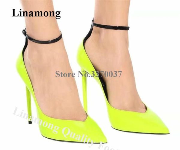 linamong new neon yellow stiletto heel v-open pumps patent leather ankle straps patchwork high heels formal dress wedding shoes, Black
linamong new neon yellow stiletto heel v-open pumps patent leather ankle straps patchwork high heels formal dress wedding shoes, Black