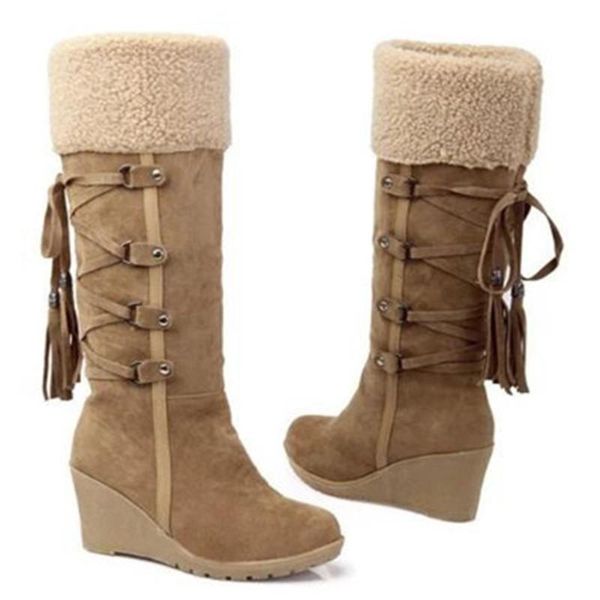 women faux suede platform boots female winter shoes woman fur warm snow boots fashion tassel wedge high heels knee high, Black
women faux suede platform boots female winter shoes woman fur warm snow boots fashion tassel wedge high heels knee high, Black