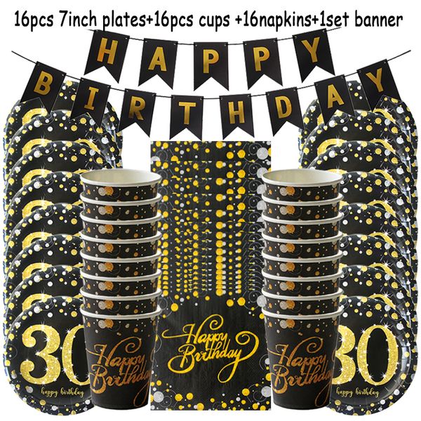49pcs/set black gold 30 years anniversary disposable tableware birthday decoration 30th year old party supplies
49pcs/set black gold 30 years anniversary disposable tableware birthday decoration 30th year old party supplies