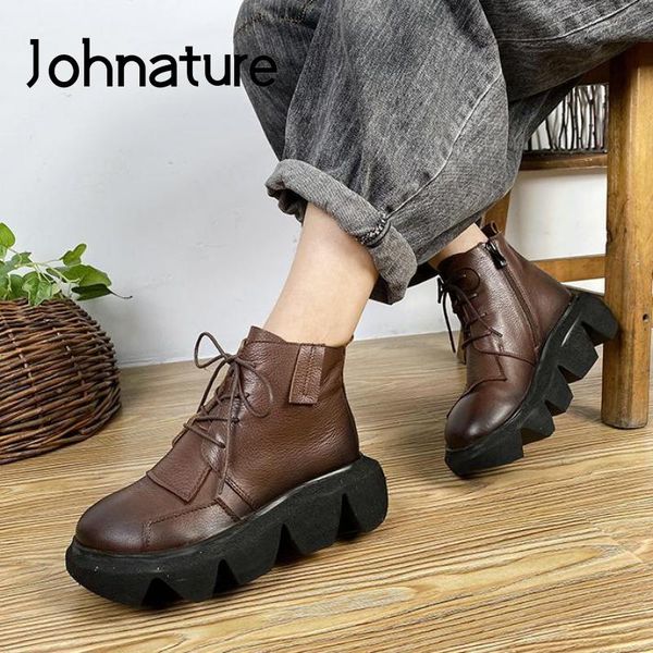Johnature Women Boots 2020 New Platform Women Shoes Zip Genuine Leather Round Toe Retro Leisure Handmade Ankle Platform Boots, Black
Johnature Women Boots 2020 New Platform Women Shoes Zip Genuine Leather Round Toe Retro Leisure Handmade Ankle Platform Boots, Black