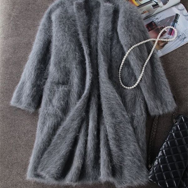 autumn and winter new korean boutique mink cashmere cardigan sweater female long coat thickened jn227 201203, White;black
autumn and winter new korean boutique mink cashmere cardigan sweater female long coat thickened jn227 201203, White;black