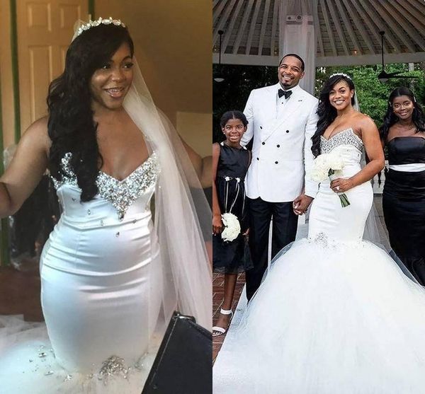 2021 mermaid wedding dresses luxury beaded crystals sweetheart neckline chapel train satin tulle custom made wedding gown vestido de novia, White
2021 mermaid wedding dresses luxury beaded crystals sweetheart neckline chapel train satin tulle custom made wedding gown vestido de novia, White