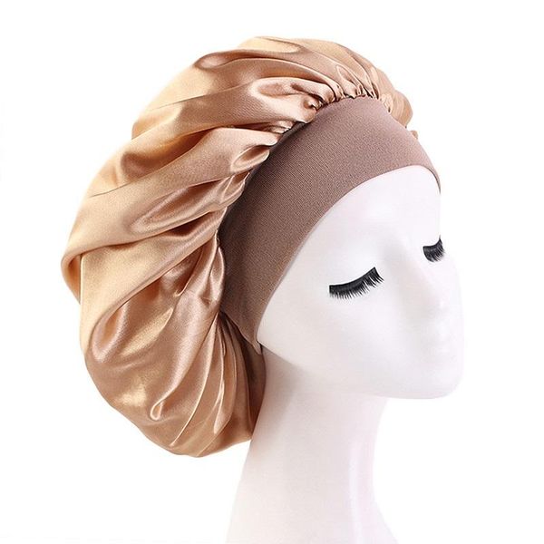 extra large satin silky bonnet sleep cap with premium elastic band for women solid color head wrap brimmed nightcap night hat, Blue;gray
extra large satin silky bonnet sleep cap with premium elastic band for women solid color head wrap brimmed nightcap night hat, Blue;gray