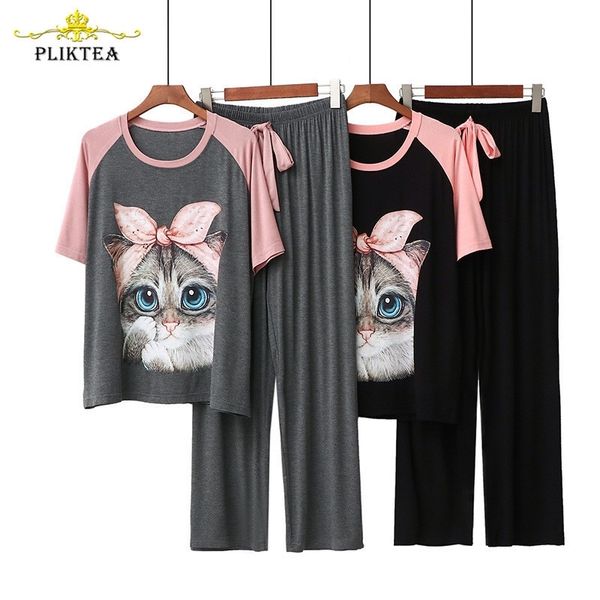 kawaii casual cartoon print women's 2 piece set modal homewear loose cute atoff home cloth suit female pajamas set sleepwear lj200814, Black;red
kawaii casual cartoon print women's 2 piece set modal homewear loose cute atoff home cloth suit female pajamas set sleepwear lj200814, Black;red
