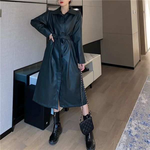 womens fashion lapel single breasted pu leather slim mid long jacket coat a80, Tan;black
womens fashion lapel single breasted pu leather slim mid long jacket coat a80, Tan;black