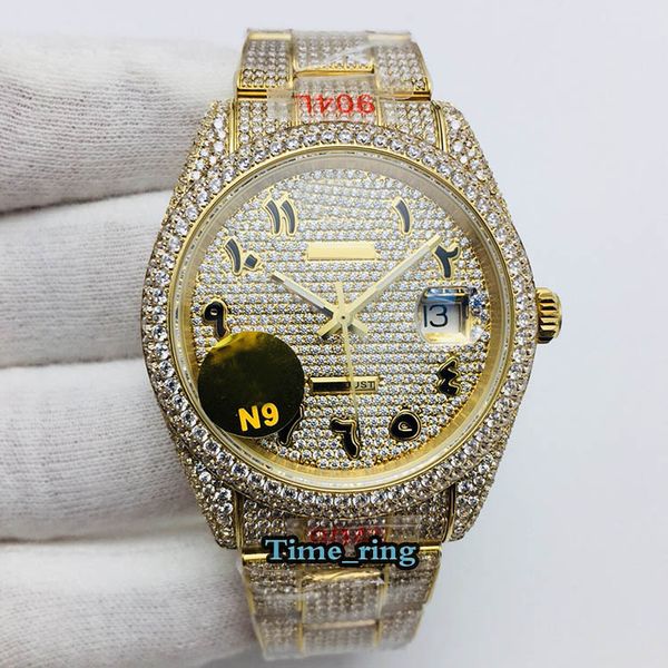 n9 version 126333 126334 116244 arab diamonds dial eta2824 automatic mens watch 904l steel diamond iced out full gold case luxry watches, Slivery;brown
n9 version 126333 126334 116244 arab diamonds dial eta2824 automatic mens watch 904l steel diamond iced out full gold case luxry watches, Slivery;brown