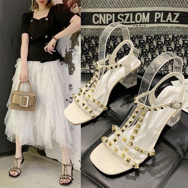 fashion personality crystal thick heel sandals female summer 2020 new wild high heels word buckle rivets roman sandals z954, Black
fashion personality crystal thick heel sandals female summer 2020 new wild high heels word buckle rivets roman sandals z954, Black