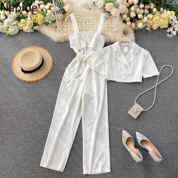 women's tracksuits neploe 2021 summer 2 piece sets womens outfits double breasted short sleeve + sashes slim waist wide leg jumpsuits, Gray
women's tracksuits neploe 2021 summer 2 piece sets womens outfits double breasted short sleeve + sashes slim waist wide leg jumpsuits, Gray