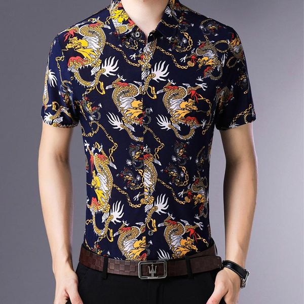 men's casual shirts summer slim fit short sleeve hawaiian men dragon print shirt 2021 -4xl, White;black
men's casual shirts summer slim fit short sleeve hawaiian men dragon print shirt 2021 -4xl, White;black