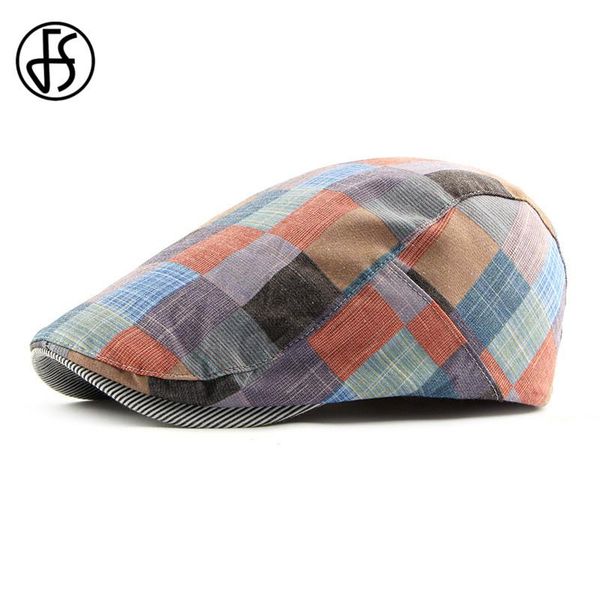 fs spring summer beret caps for men women plaid cotton flat caps classic casual adjustable male cap, Blue;gray
fs spring summer beret caps for men women plaid cotton flat caps classic casual adjustable male cap, Blue;gray
