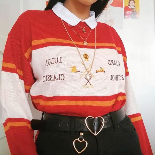 women's sweaters winter women sweater with embroidery vintage harajuku long sleeve o-neck pullovers korean loose knit jumpers1, White;black
women's sweaters winter women sweater with embroidery vintage harajuku long sleeve o-neck pullovers korean loose knit jumpers1, White;black