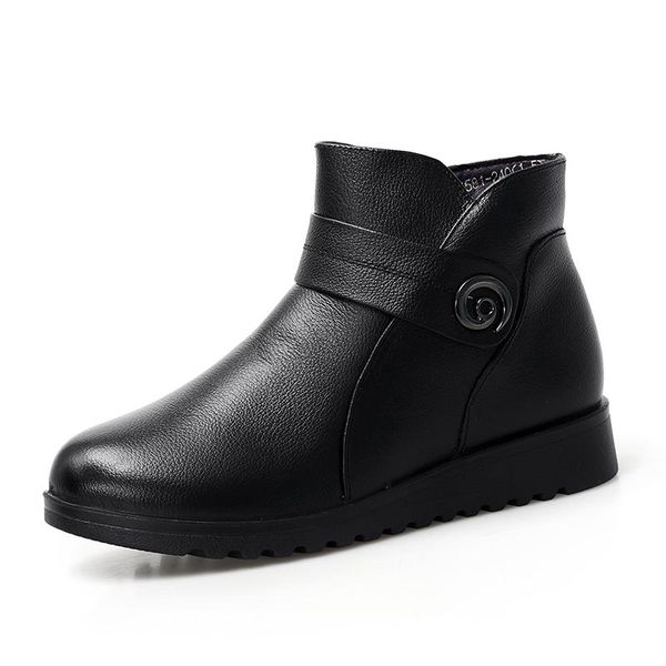 fashion winter women genuine leather ankle boots female plush warm snow boots mother winter shoes waterproof non-slip booties, Black 
fashion winter women genuine leather ankle boots female plush warm snow boots mother winter shoes waterproof non-slip booties, Black