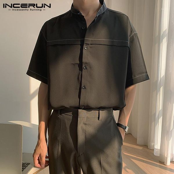 man basic loose chemise incerun men casual shirts summer short sleeve stand collar blouse leisure solid color button camisa 5xl1, White;black
man basic loose chemise incerun men casual shirts summer short sleeve stand collar blouse leisure solid color button camisa 5xl1, White;black