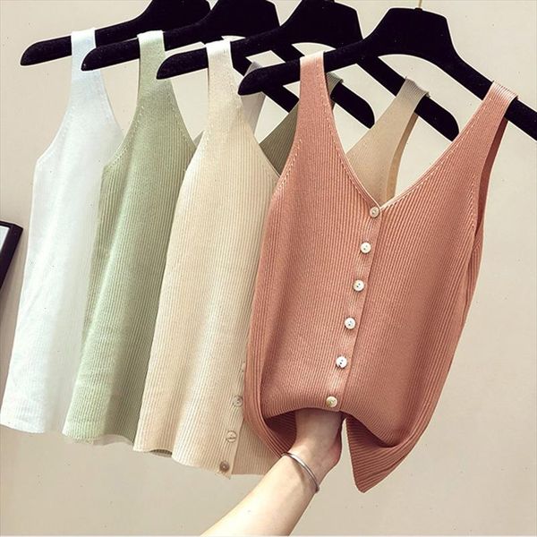 knitted crop women sleeveless vest slim sling knitted tank v neck plain camisole high elastic camis summer, White
knitted crop women sleeveless vest slim sling knitted tank v neck plain camisole high elastic camis summer, White