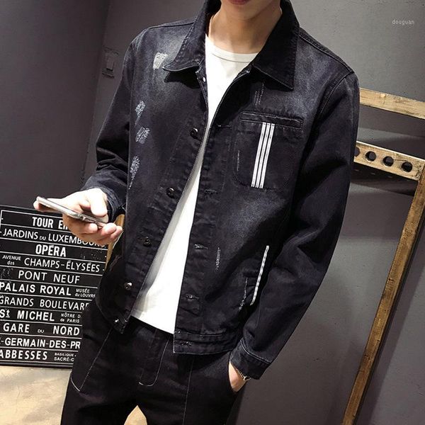 spring and autumn 2020 fashion men's casual brand denim jacket ripped hole korean loose handsome trendy clothes teenagers coat1, Black;brown
spring and autumn 2020 fashion men's casual brand denim jacket ripped hole korean loose handsome trendy clothes teenagers coat1, Black;brown