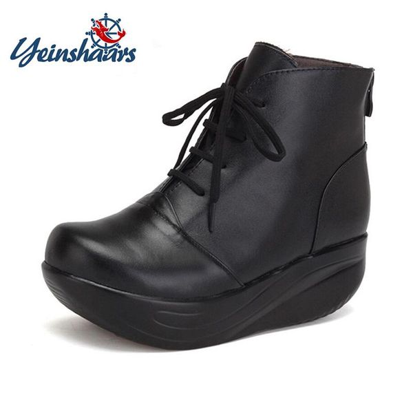 yeinshaars women blakc boots lace up genuine leather winter shoes warm wedges platform swing shoes big size short boots, Black
yeinshaars women blakc boots lace up genuine leather winter shoes warm wedges platform swing shoes big size short boots, Black